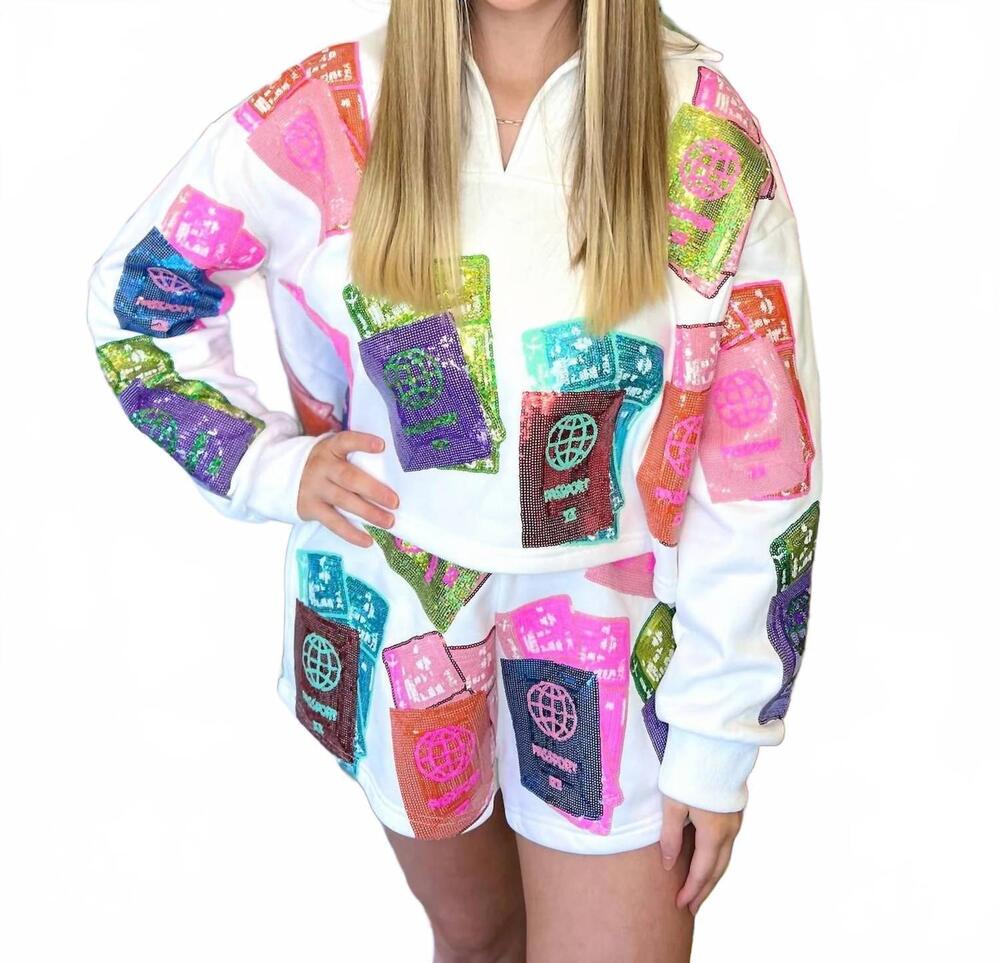 NEW QUEEN OF SPARKLES passport short in white multi
